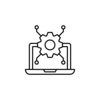 Laptop gear algorithm vector icon