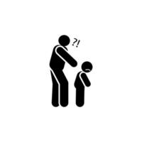 Child, delayed, skinny, unhealthy vector icon