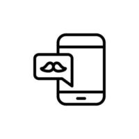 Smartphone, chat bubble, mustache vector icon