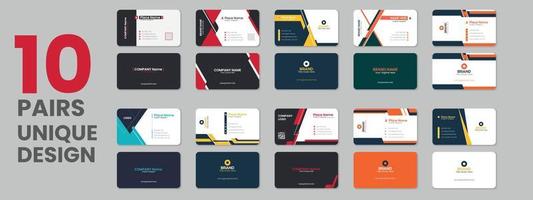 muchos colecciones variedad colores doble de un lado profesional corporativo negocio tarjeta, vector negocio tarjeta conjuntos, negocio tarjeta manojos y vector visitando tarjeta conjunto modelo diseño