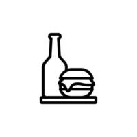 cerveza botella, hamburguesa vector icono