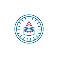 Islam, qibla compass 2 colored line vector icon