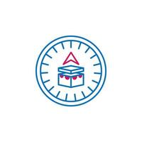 Islam, qibla compass 2 colored line vector icon