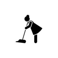 mujer, limpieza, piso vector icono