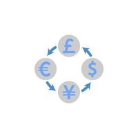 Currency, exchange, flow, money two color blue and gray vector icon