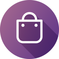 faire du shopping sac icône dans plat conception style. magasin sac signe pour la toile ou Commerce applications interface. png