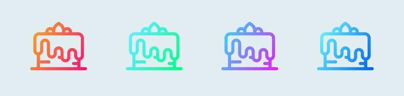 Cake line icon in gradient colors. Celebration signs vector illustration.