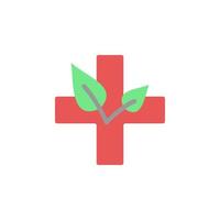 Homeopathy cross leaf vector icon