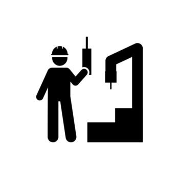 maquinaria, ajustes, motor, obrero, automatización vector icono