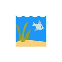 Seaweed, fish, ocean vector icon