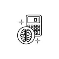 Math calculator brain vector icon