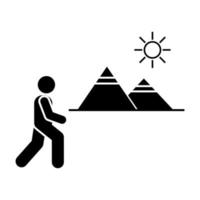 Man adventure camping pyramid vector icon