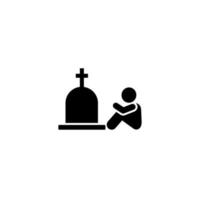 Child coffin sorrow cry weep vector icon