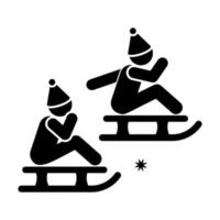 Children are sledding vector icon