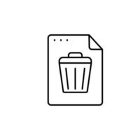 archivo, documento, basura lata vector icono