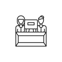 Women, monitor, workplace vector icon