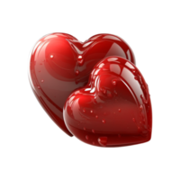 Valentines Day 3d Hearts with transparent backgroound, png