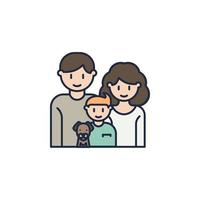 familia con perro dibujos animados vector icono