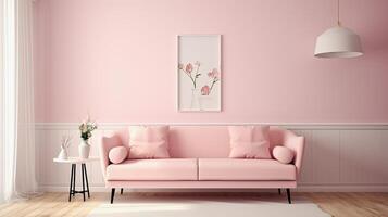 generativo ai ilustración de un rosado pastel vivo habitación foto