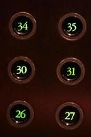 Buttons with green light numbers lift in the elevator. photo