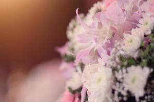 Pink Lilac orchid and fresh blooming flowers Decoration in the Thai wedding ceremony tradional photo