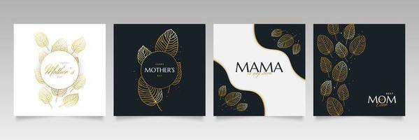 Happy Mother's Day Typography for Greeting Card or Poster Design with Golden Flower Illustration vector