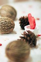 Red Heart shape in white pot decorate in wedding ceremony. Valentine day Concept photo