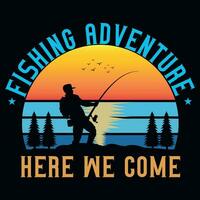 Fishing typography graphics tshirt design vector