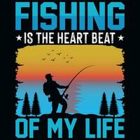 Fishing typography graphics tshirt design vector