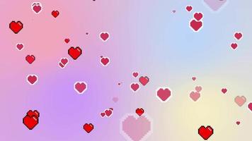 aesthetics cute 8bit red pixel heart on gradient background video