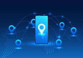 Smartphone technology that can access maps It is a technology that identifies the location of the destination that is traveling. or sending goods to different places of those who receive our services vector