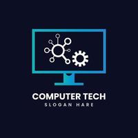 Computer tech colorful logo vector design template.