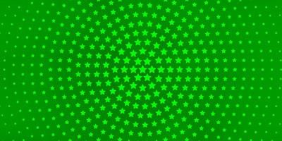 Fondo de vector verde claro con estrellas pequeñas y grandes.