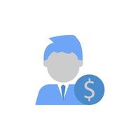inversión, inversor, hombre, dinero dos color azul y gris vector icono