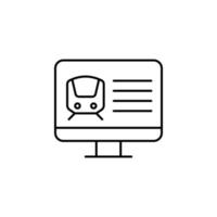 Computer online ticket train vector icon