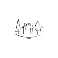 tree and home vector icon