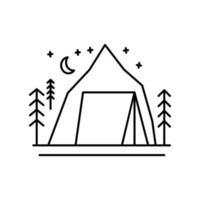 Mountain tent line, outline vector sign, linear style pictogram vector icon