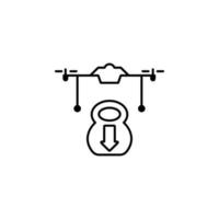 drone with cargo field outline vector icon