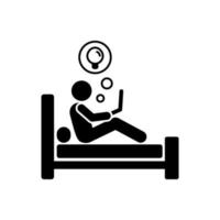 Man have idea in bed vector icon