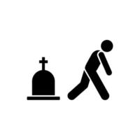 Man graves funeral sorrow vector icon