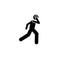 Man, run, talking phone vector icon