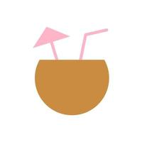 Coconut, cocktail vector icon