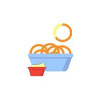 Onion rings garlic sauce color vector icon