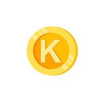 K, letter, coin color vector icon