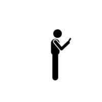 Man, standing, use phone vector icon