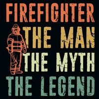 Firefighter typography graphics tshirt design vector