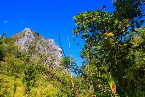 Beautiful Landscape of rocky Limestone Mountain and green forest with blu sky at Chiang doa national park in Chiangmai, Thailand photo