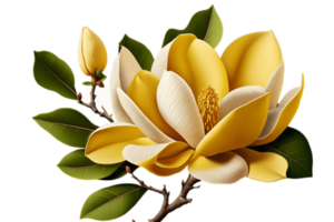 realista amarillo magnolia aislado en transparente antecedentes. hermosa primavera flor. generativo ai. png