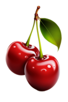 Fresh red cherries isolated on transparent background. Generative AI. PNG