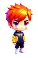 3D cute Anime Chibi Style boy character isolated on transparent background. Children Day. . PNG